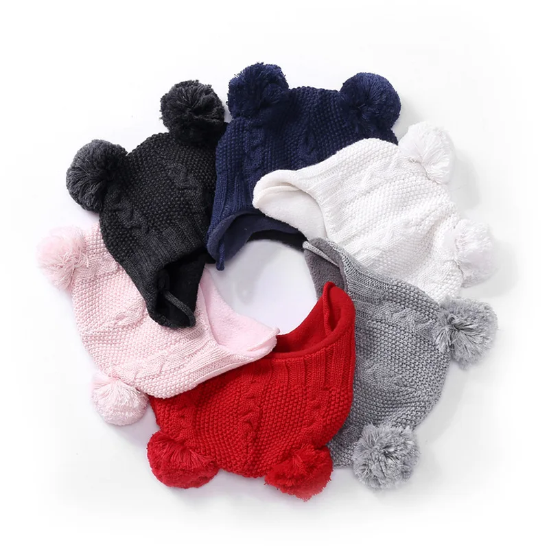 

Newborn Baby Hat Cotton Velvet Warm Winter Beanie For Baby Boys Girls Child Hat With Ball Ear Protection Toddler Hat
