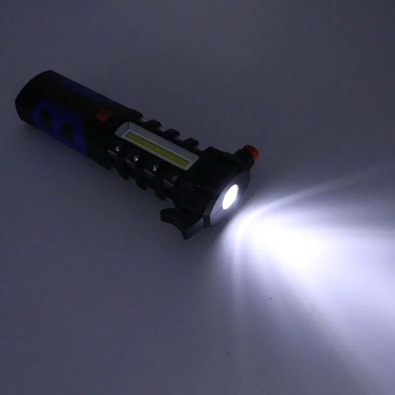 

Newest Multipurpose Flashlight Safety Hammer Car Escape Emergency Tool Magnet Torch Light for Camping