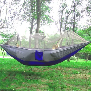 

2017 New Single Person Handy Portable Hammock Folded Into The Pouch Mosquito Net Hammock Hanging Bed For Travel Kits Camping