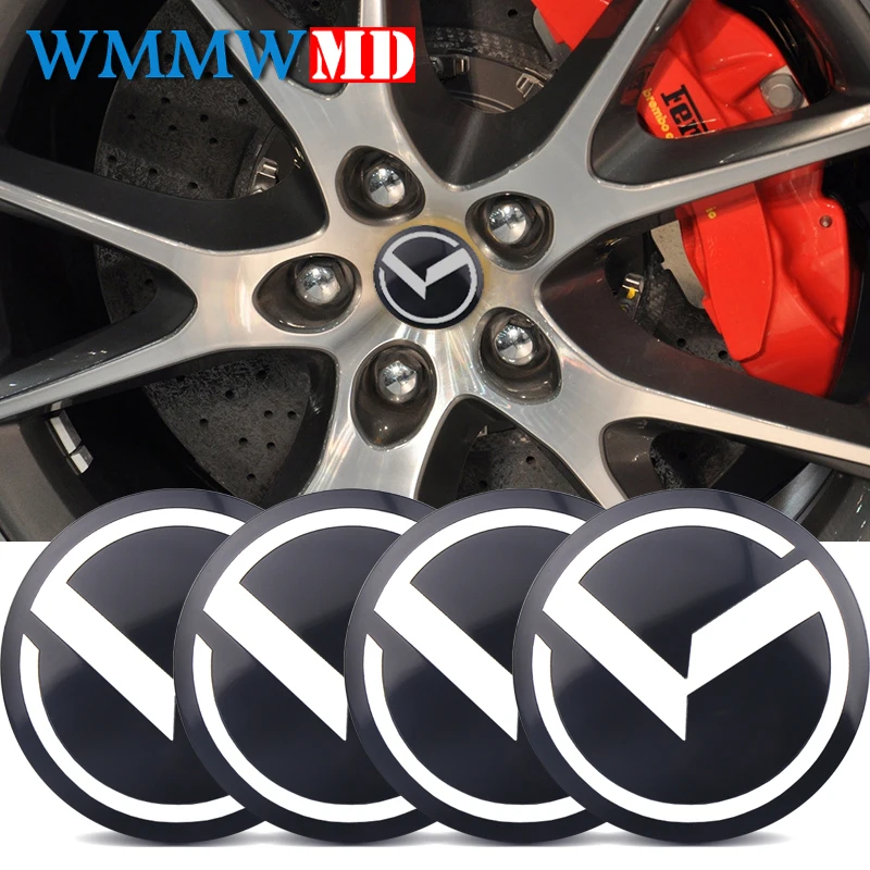 4pcs 56mm Toyota Stickers Car Steering Wheel Center Hub Cap Emblem Badge Decal Black