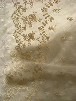 

Ivory lace trim, embroidered lace fabric, vintage floral, bridal , cotton lace, antique lace10 yards.