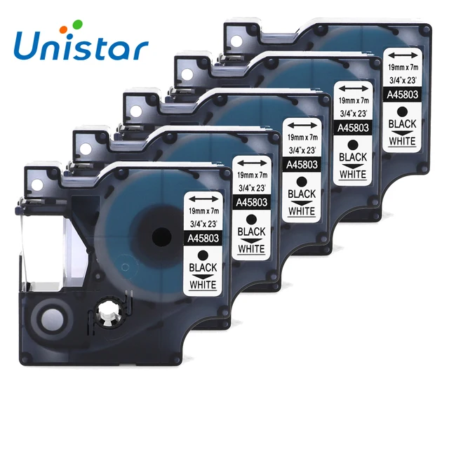 Special Price Unistar 5pcs compatible Dymo Label Printer Tapes for Dymo D1 Printer 45803 Black on White 19mm Label Tapes for Dymo Labelmaker Special Price Unistar 5pcs compatible Dymo Label Printer Tapes for Dymo D1 Printer 45803 Black on White 19mm Label Tapes for Dymo Labelmaker