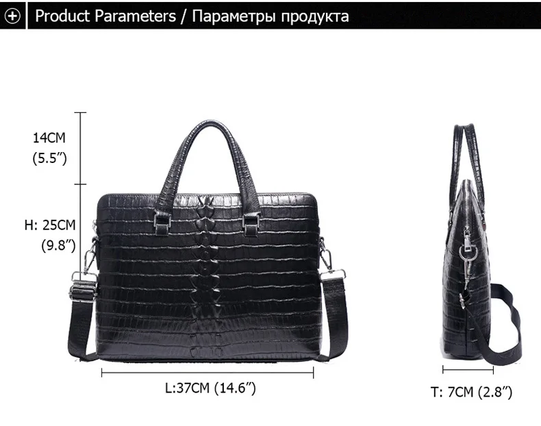 Новый Для мужчин s сумка из натуральной кожи Для мужчин Сумки Портфели натуральная кожа крокодила картины Для мужчин мужская сумка Бизнес