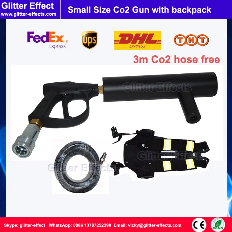 קולנוע מיני יד אחיזת אקדח Co2 DJ דיסקו מועדון לילה שלב מיוחד אפקט ערפל Co2 מכונה סילון עם 3 m צינור טנק תרמיל