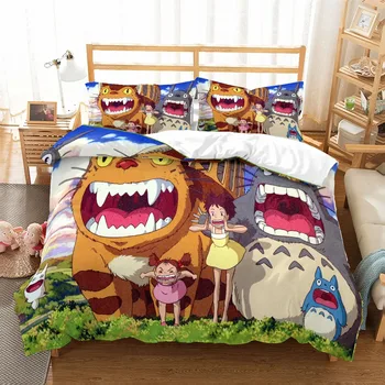 

MUSOLEI 3D Bedding Set My Neighbor Totoro Soft Bed Duvet Cover Set Twin Queen King Size