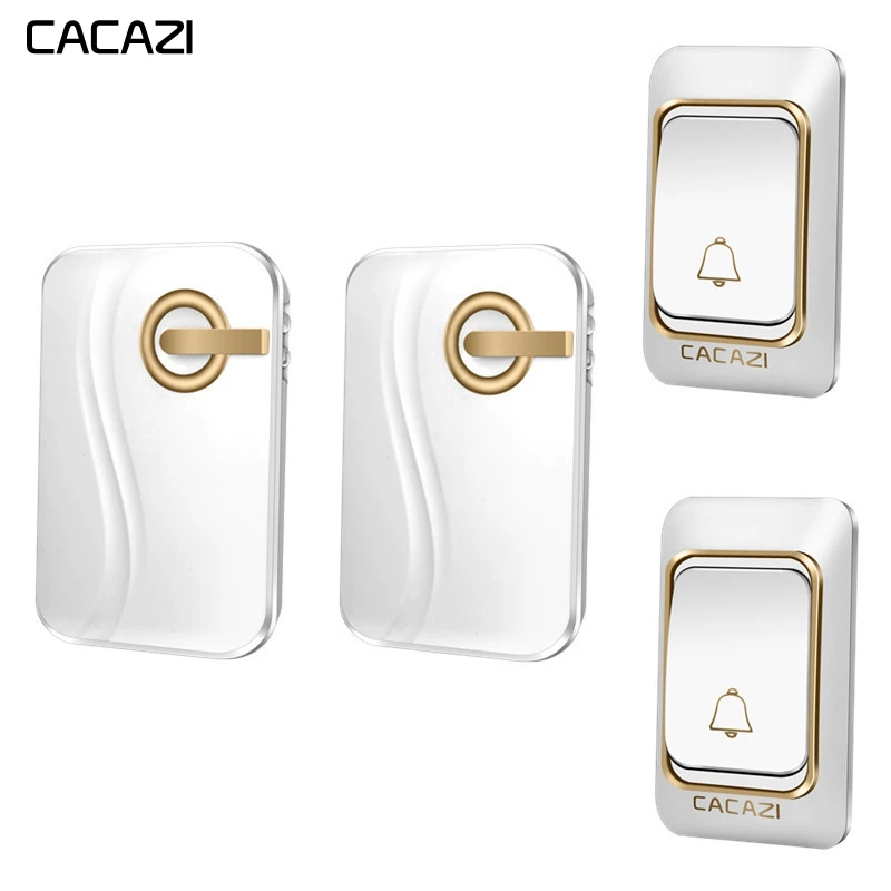 

CACAZI Smart Wireless Waterproof Doorbell DC Battery Operated 2 Button 2 Receiver 200M Ramote Home Cordless door bell 36 Chimes