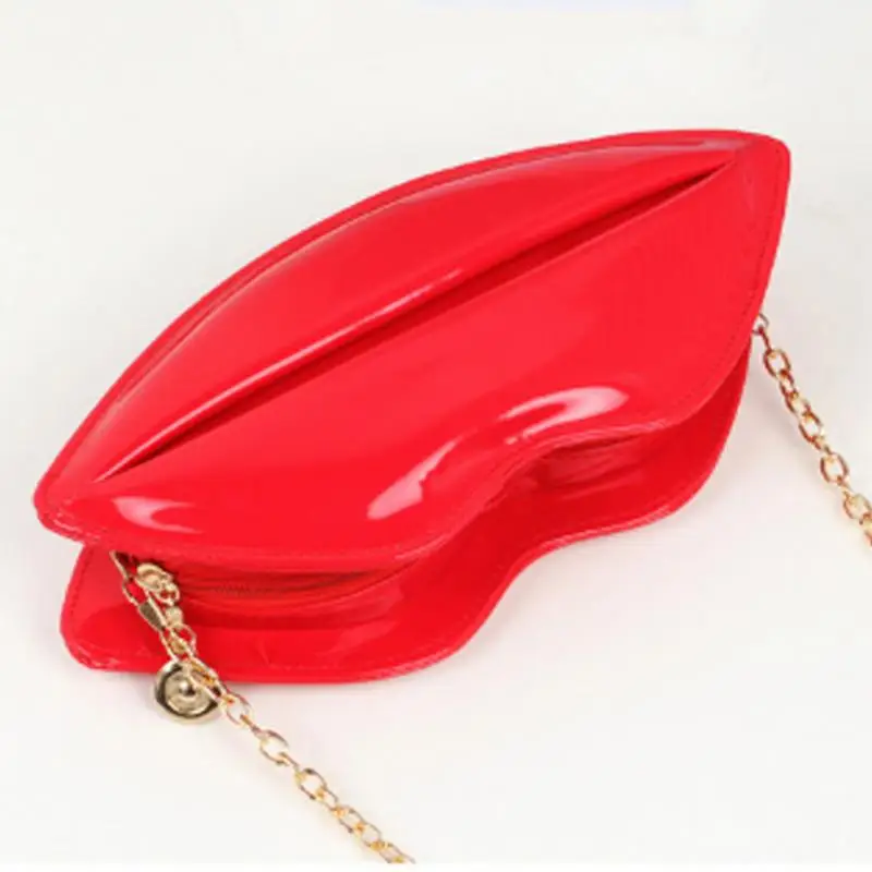 New Popular Big Lips Pattern Women Bag Clutch Chain Shouder Bag Evening Bolsas Red PU Leather Handbags bolsa feminina 2016