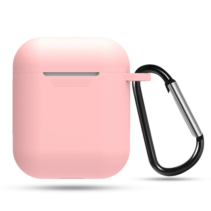 IQD для AirPods чехол Защитный силиконовый брелок противоударный Для Apple AirPod 2& 1 чехол для зарядки аксессуары премиум-набор кожи - Цвет: Розовый