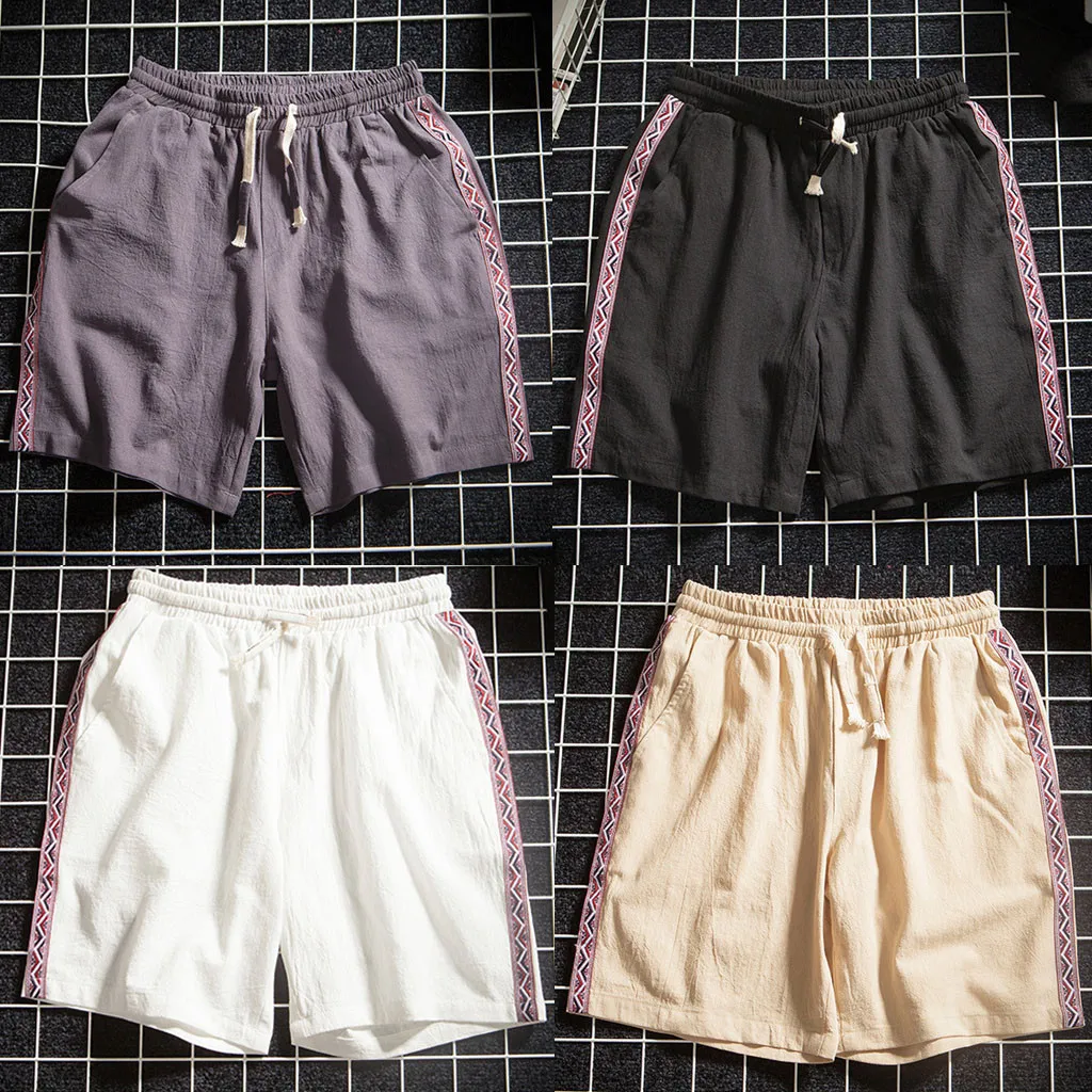 Шорты мужские шорты летние повседневные короткие брюки джоггеры брюки для фитнеса льняные пляжные брюки