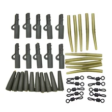 40 шт. рыболовные снасти карп свинцовые зажимы длинный корпус Q-Shaped быстроходные шарниры анти запутывание рукав Pesca карп набор инструментов для рыбалки