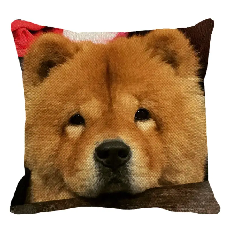 XUNYU Cute Pet Yellow Chow Chow Dog Cushion Cover Square Cushion Covers Home Decor Throw Pillowcases Linen Pillowcase B0053