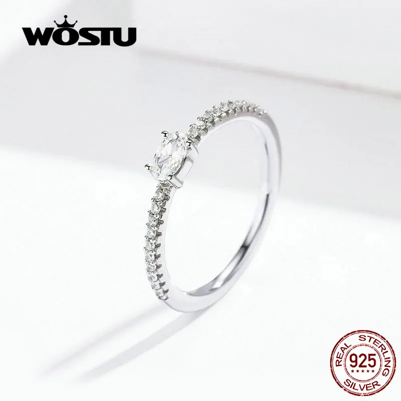 WOSTU ослепительное кольцо с кристаллами, 925 пробы, серебро, циркон, модные кольца для женщин, Свадебные Роскошные серебряные 925 ювелирные изделия CQR524