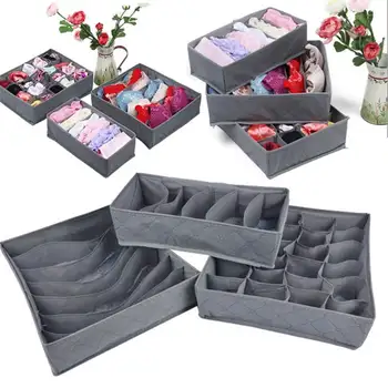 

3 PCS/set Bamboo charcoal Non-woven Fabric Foldable Storage box underwear Organizer Bra Necktie Panties Socks Case Drawer