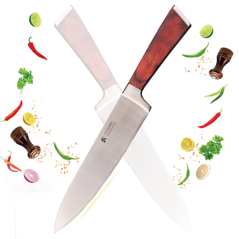 A BRAND Kitchen knife Slicing Meat Cutting High Carbon Stainless Steel Chef Knives Wood Handle Bread Vegetable Sharp Blade Knife