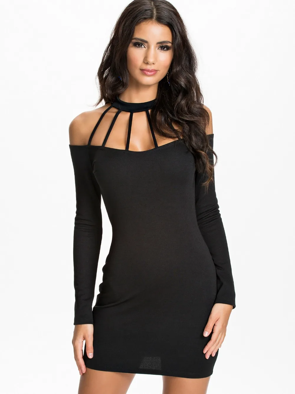 New Sexy women Long sleeve Party dress Formal evening gown Decorative