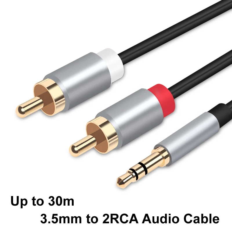 

RCA Cable 2RCA To 3.5 Audio Cable 3.5mm Jack RCA AUX Cable 5m 10m 20m For Amplifier Subwoofer Audio Mixer DVD Speaker RCA Line