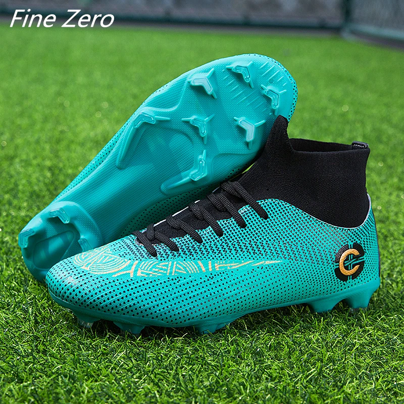Goedkoop Nieuwe Trend Volwassenen mannen Outdoor Soccer Schoenplaten Schoenen Hoge Top TF FG VOETBALSCHOENEN Training Sport Sneakers Schoenen plus Size 33 45