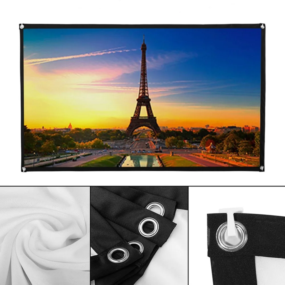 Portable Foldable Movie Projector Screen 16:9 Projection HD Home Theater Screen for Party Meeting Public Display