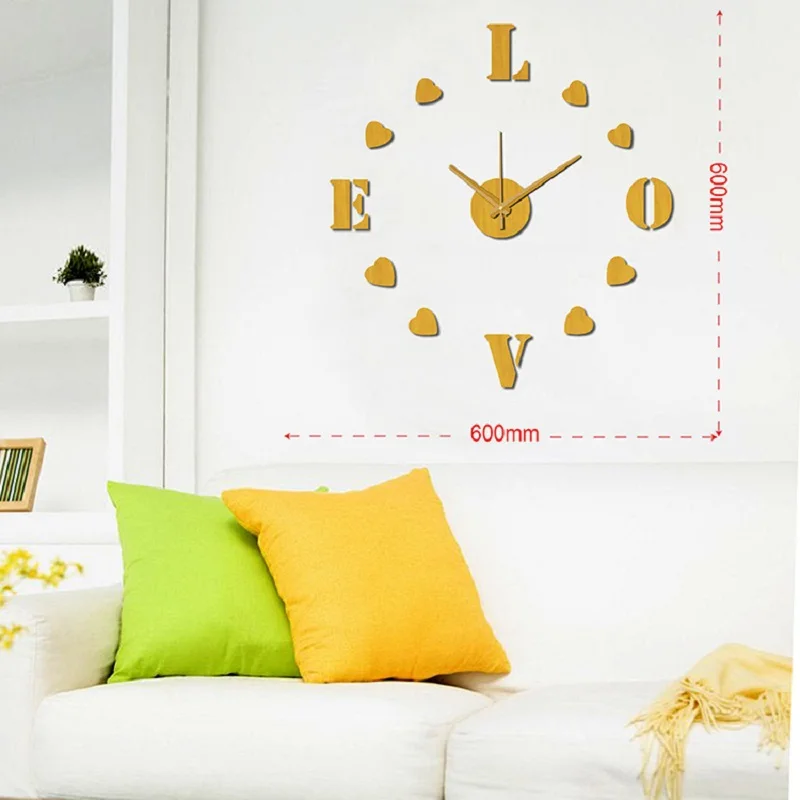 

modern wall clock design wanduhr wandklok 3D diy relojes pared self adhesive home decor pared relogio parede watch Golden round