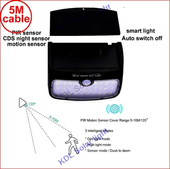 

48 LED 900lm Solar indoor Light PIR motion radar smart led 900LM Power Stre to 5M cable street wall outdoor light for