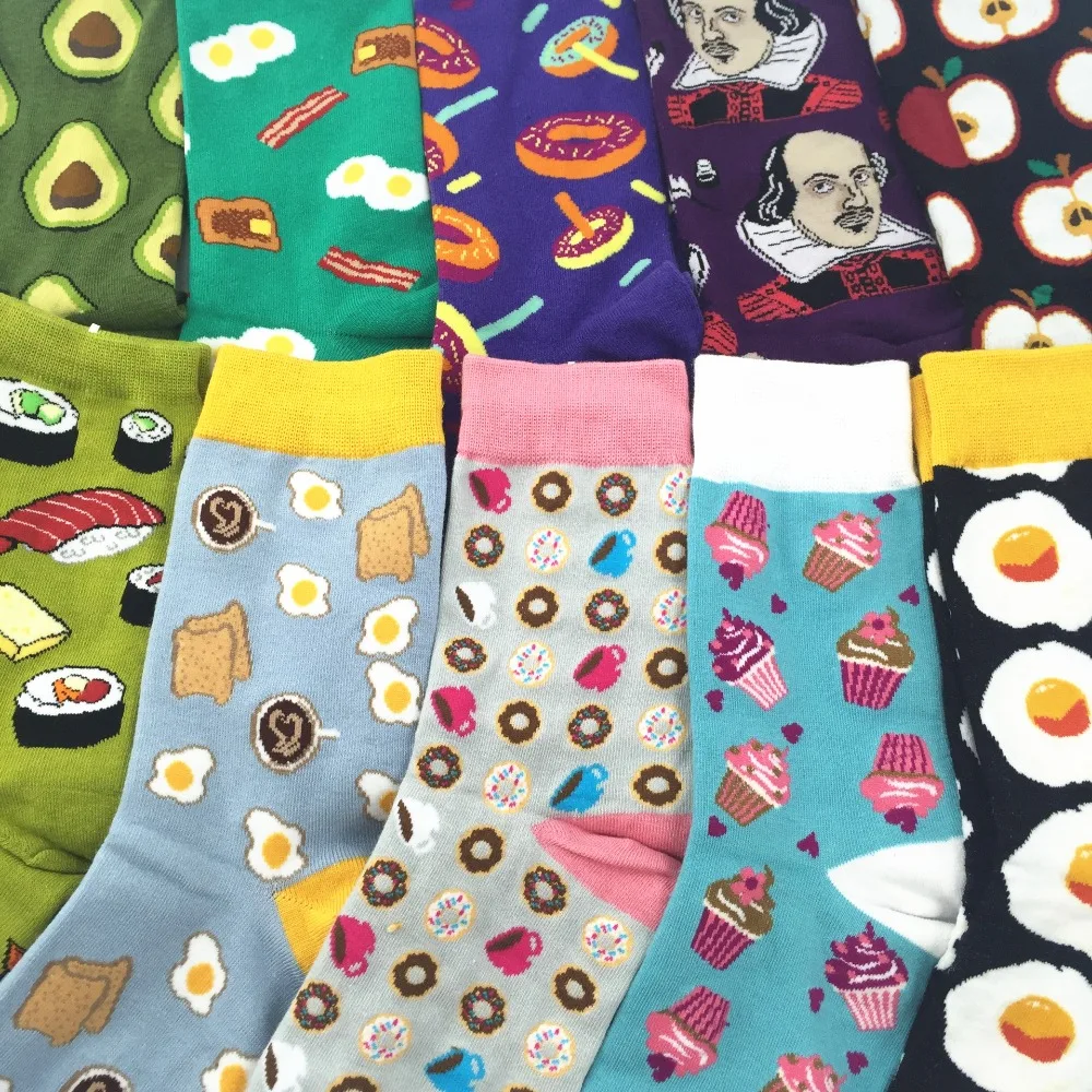 

Adult Size Crew Socks KAWAII FOOD Omelette Fruit Sushi Sake Onigiri Salmon Avocado Cupcake Shrimp Octopus Lolly Toast IceCream