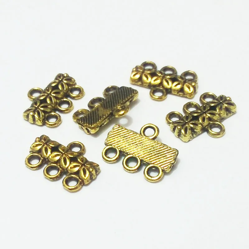 10 шт. компонент многослойная застежка пряжка ожерелье bails Разъем кисточкой цепи 3 нити Переключить филигранные ювелирные изделия joyas ремесло - Цвет: antique gold 3 loops