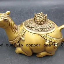 Китай Коллекционная нежный декор латунь верблюда чайник
