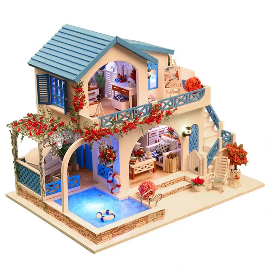 

Dust Cover Doll House DIY Manual Assembly Furniture Wooden Miniaturas Dollhouse Toys Gift for Children Model Creative Toy