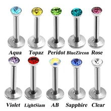 Clou de Piercing en acier chirurgical, 100 pièces, 16g, en cristal, Cartilage, Tragus, Helix