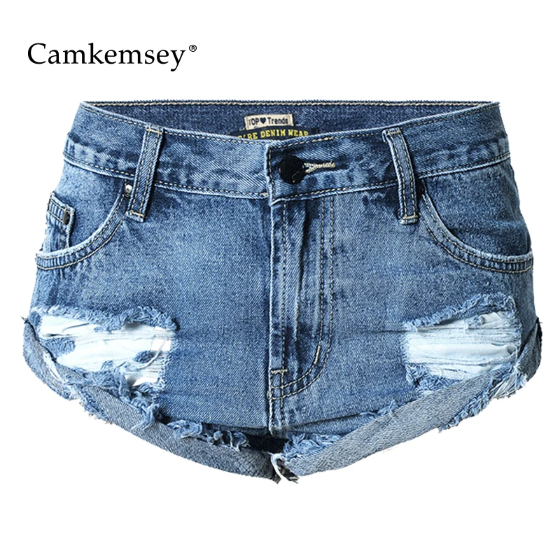 

CamKemsey Plus Size Women Shorts BF Loose High Waist Denim Shorts Women Summer Style Ripped Hole Fringe Jeans Shorts Female