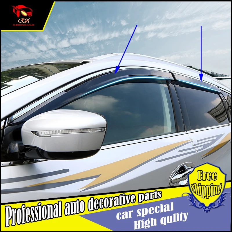 

4Pcs/set car styling windows Protection Rain Shield Visor Cover trim For Nissan Murano 2015-2016 Acrylic Window Rain Visor trim