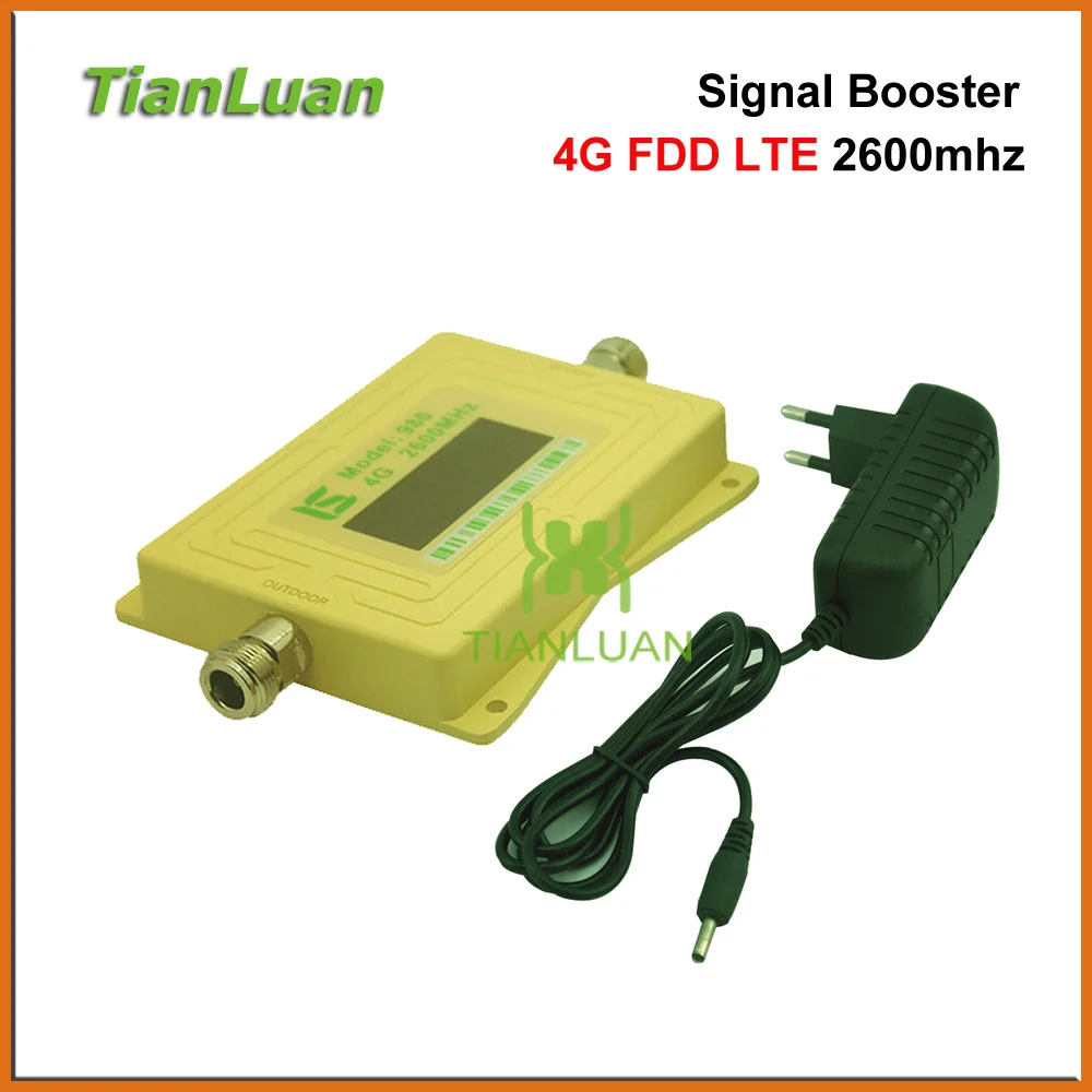 

mini Smart LCD Display 4G FDD LTE 2600MHz Mobile Phone Signal Booster 4G Signal Repeater Amplifier with Power Supply Yellow