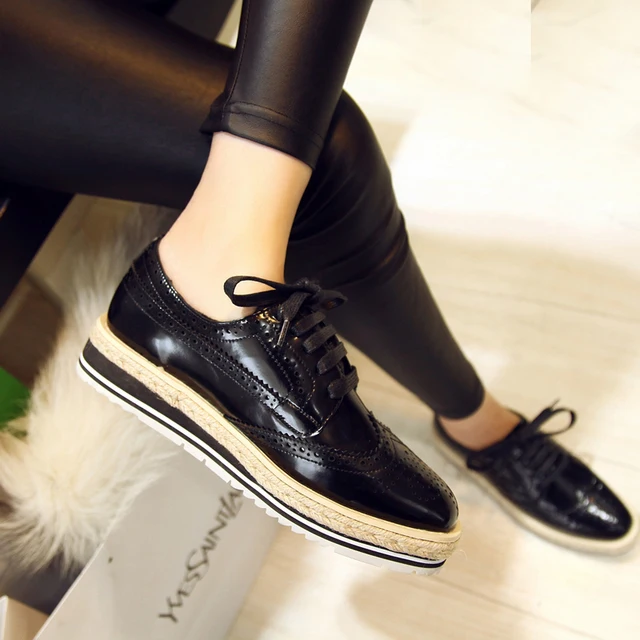 2017 European Designer Shoes Women High Quality Oxfords Woman Classic