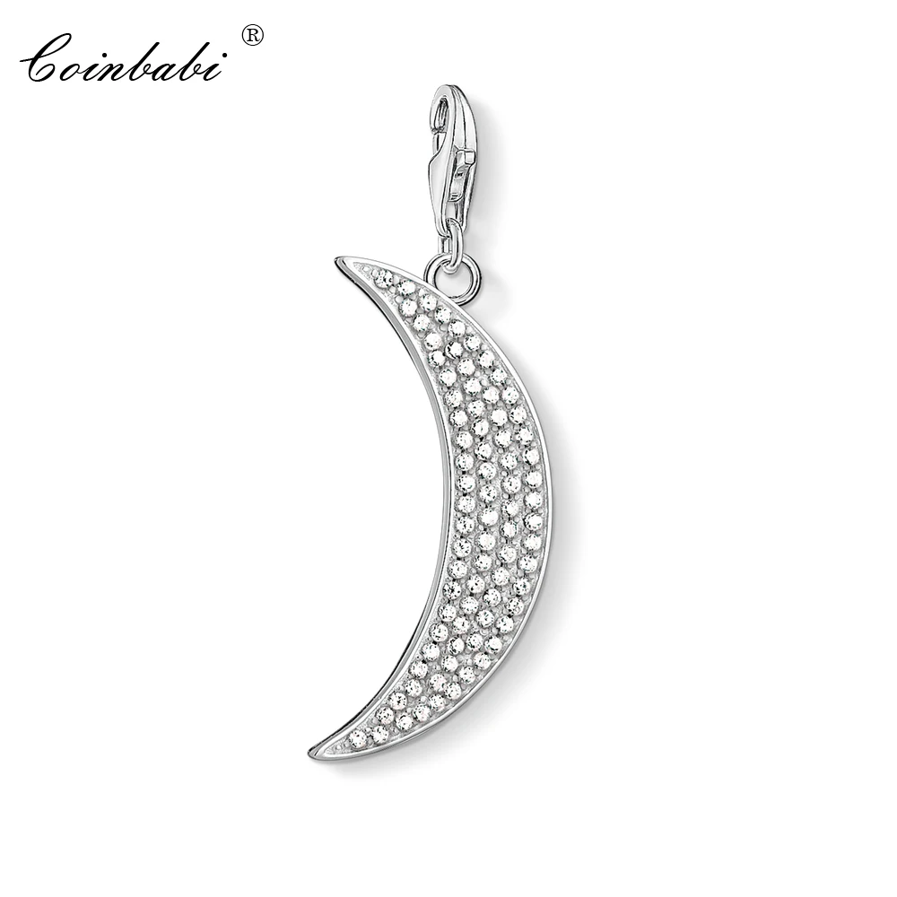 

Подвеска с подвеской Pave Moon, новинка 2019, модные ювелирные изделия из чистого серебра 925 пробы, подарок для женщин и мужчин, браслет, ожерелье