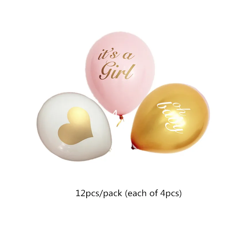12 шт./лот детский воздушный шар с золотым блеском и блестящей надписью «a girl it's a boy oh Baby», светильник с принтом, розовые, синие шары - Цвет: girl 3Color