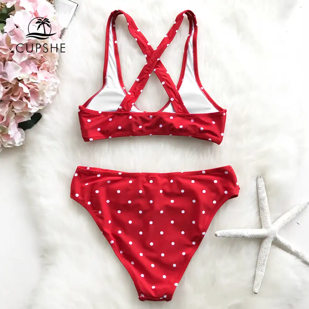 Bikini Piezas Blanco Conjuntos Baño 2019 Dot Chica Polk Tanga Traje Y Sexy Cupshe De Redondo Mujeres Dos Anudada Cruz Rojo wkZPTOiXu
