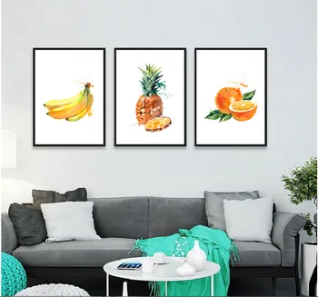 

Nordic watercolor fruit living room and kitchen decorative paintings canvas paintings 3 pieces wall pictures art decoration