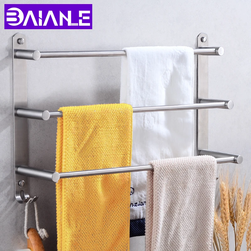 Size: 50 cm Stainless Steel Towel Rack for Bathroom or Kitchen Double-Layer Towel bar 