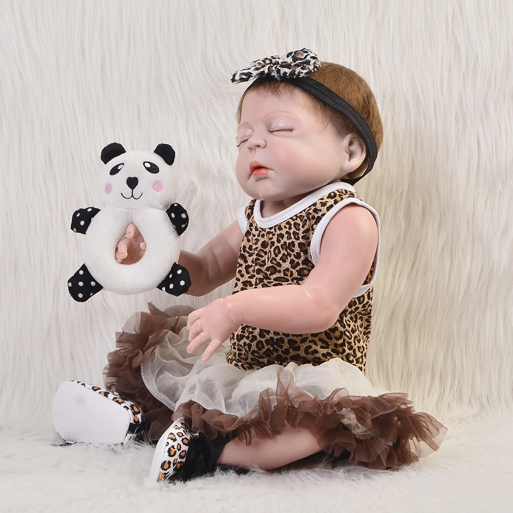 

Fashion Baby Reborn Doll 23" Full Silicone Vinyl Body Realista Sleeping Babies Toys Newborn Dolls 2018 Birthday Gift For Kids