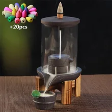 Курильница для благовоний горелка с акриловым защитным покрытием керамический дым водопад ладан держатель курильница+ 20 шт бесплатно пирамидки благовоний