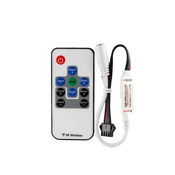 

DC5V DC12V DC24V 12A Brightness & Speed Adjust RGB LED Strip Light Mini RF Wireless LED Controller w/ Card Type Remote