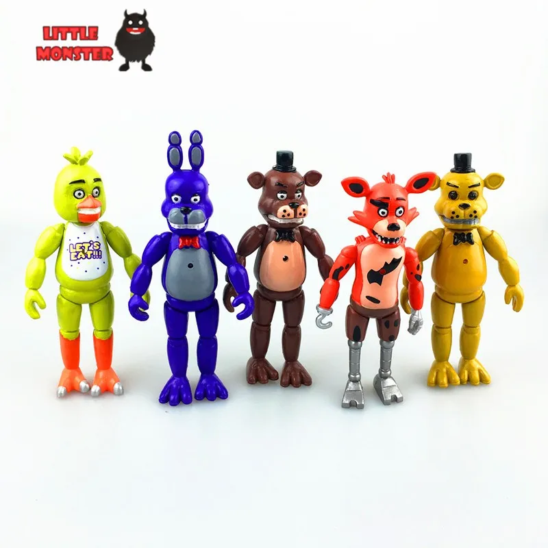 5 шт./лот 5,5 дюймов Five Nights At Freddy's ПВХ фигурку игрушка Лисичка золото Фредди Чика Фредди с 2 Цвет светодио дный огни