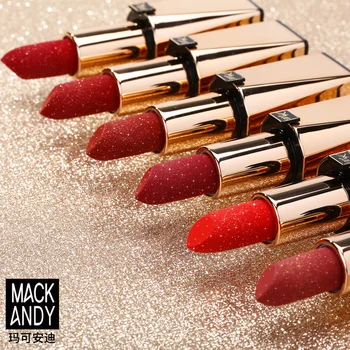 

MACK ANDY Luxury gold lipstick with glitter diamond magnet lipstick waterproof long lasting moisturizing matte lipstick AC080