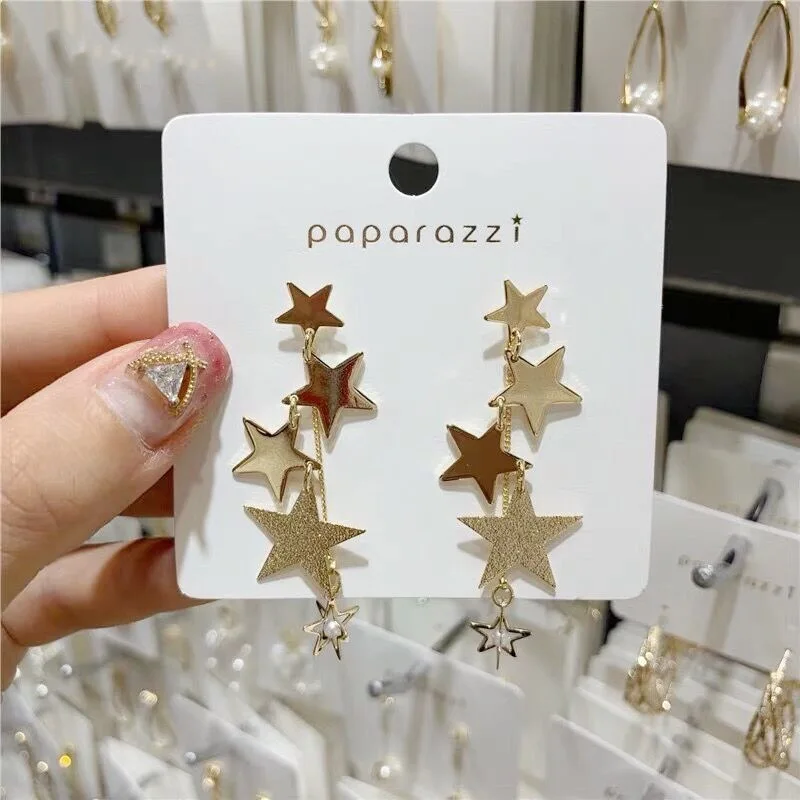 

2019 New Arrival Alloy Trendy Women Dangle Earrings Korean Star Earrings Female Long-style Eardrops For Female Korean Jewelry