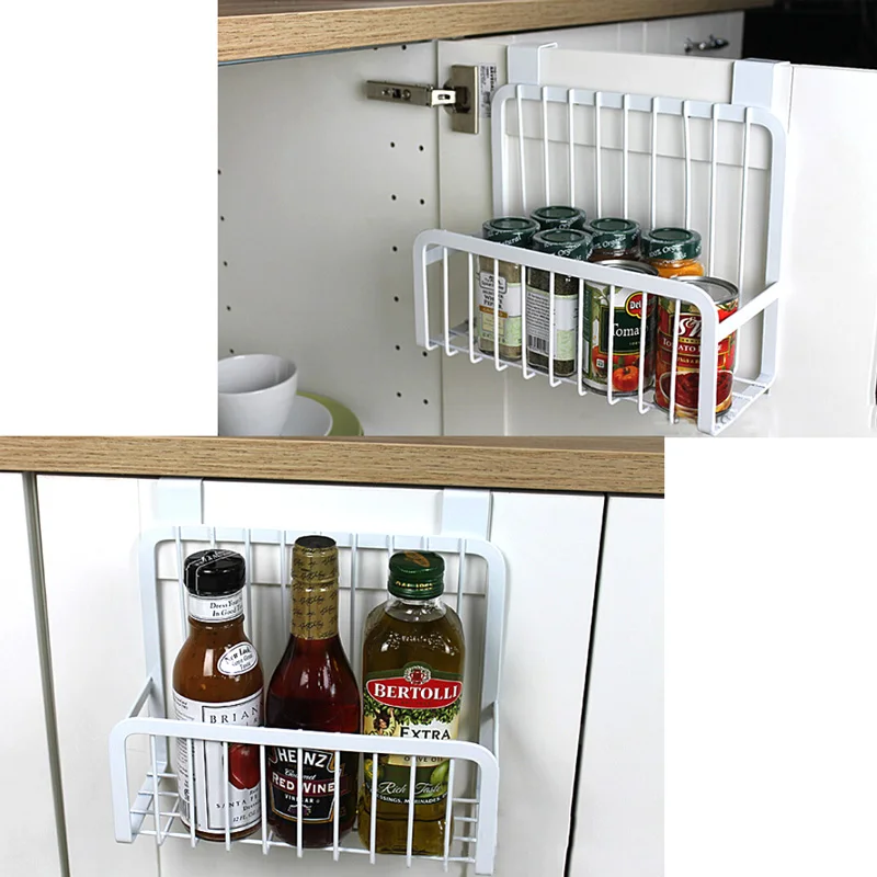 

1 Piece Cabinet Bottom Rack Shelf Kitchen Iron Hook Hang Organizer Storage Dish Racks White Storage Basket