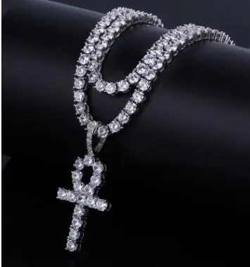 

Fashionable Micro-inlaid Zircon Necklace Key Cross Pendant Jesus Free Combination