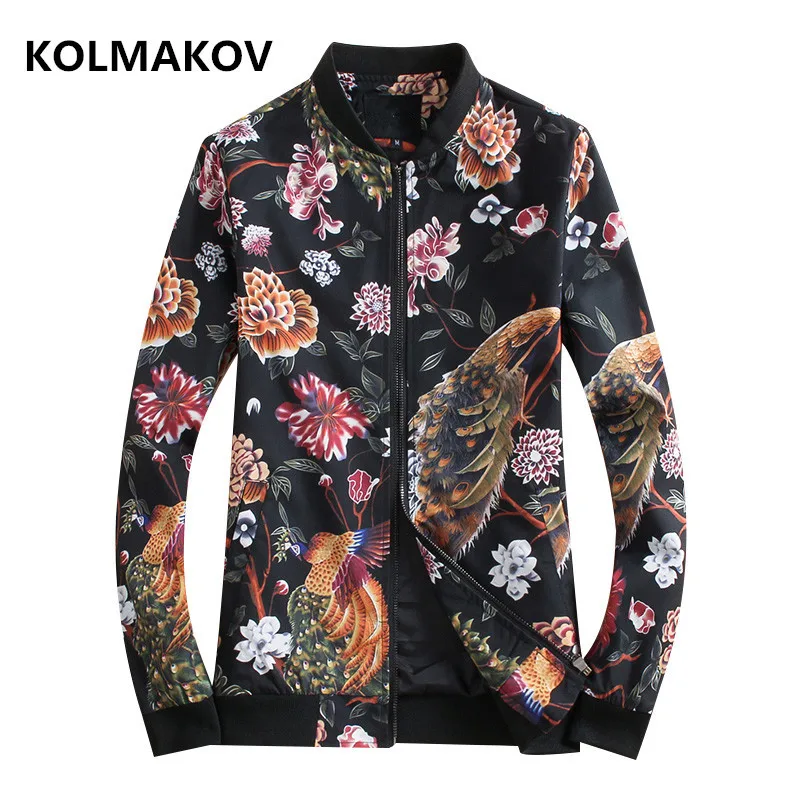 High Quality Spring Autumn Coats Men's Jackets 5XL Casual flower Men's