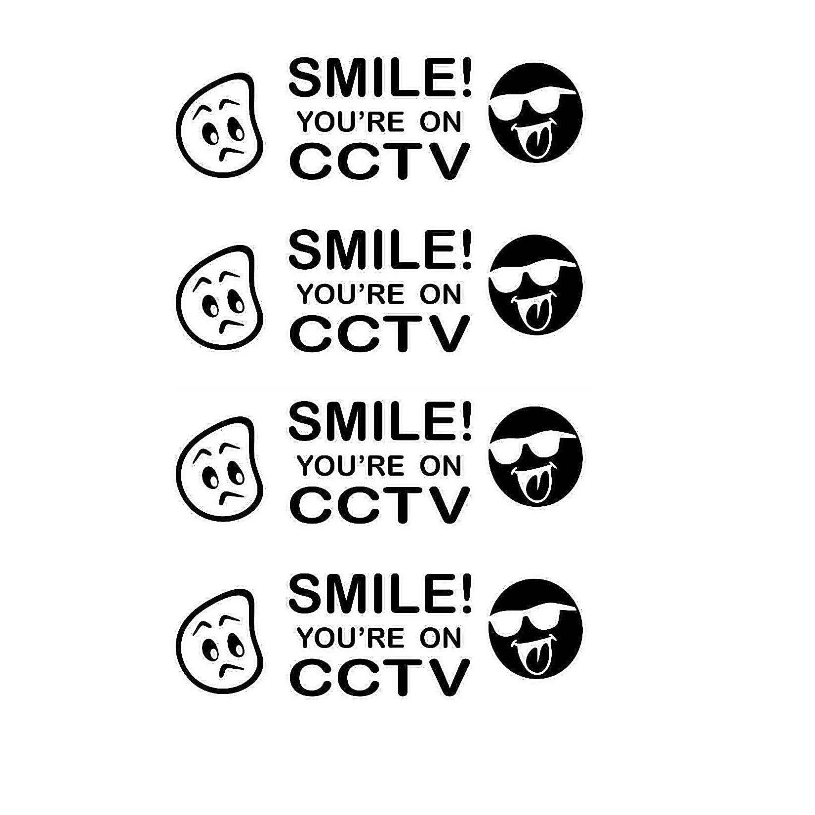  10*3cm 4 Warning Sticker Sign CCTV Video Camera Recording Car Window Safety Smile Humor Vinyl Car W - 32958898429