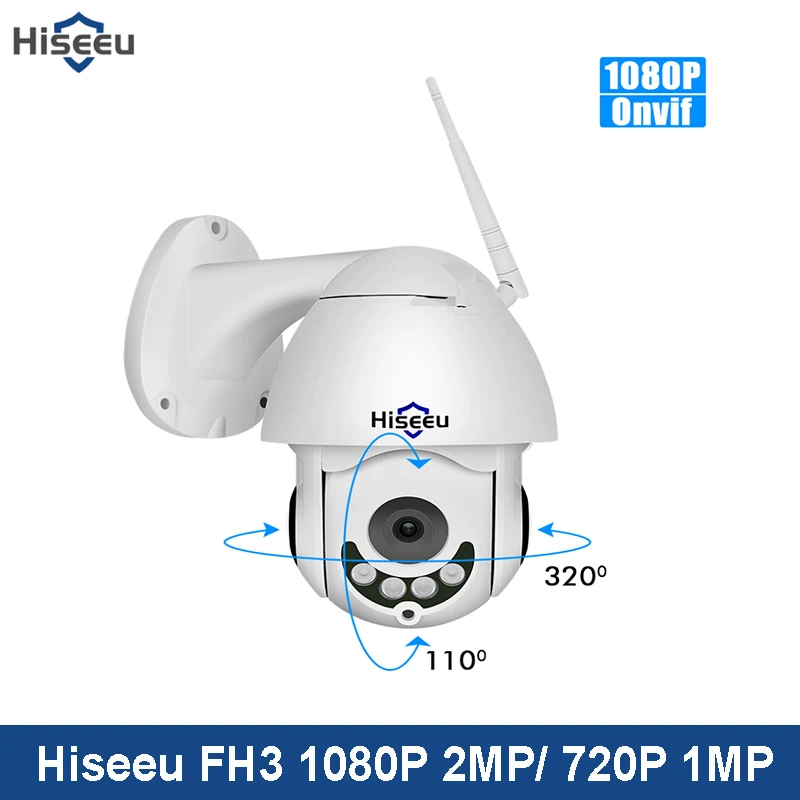 

Hiseeu Wirless PTZ Speed Dome IP Camera Wifi Outdoor 1080Ptwo Way Audio CCTV Security Video Network Surveillance Camera P2P