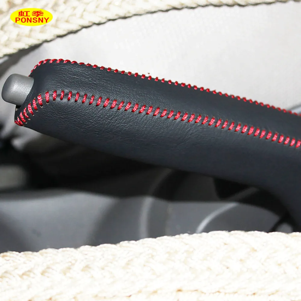 Hand Brake Cover Car Handbrake Covers Case for Nissan March Versa Note Genuine Leather DIY Handbrake Grips Cover